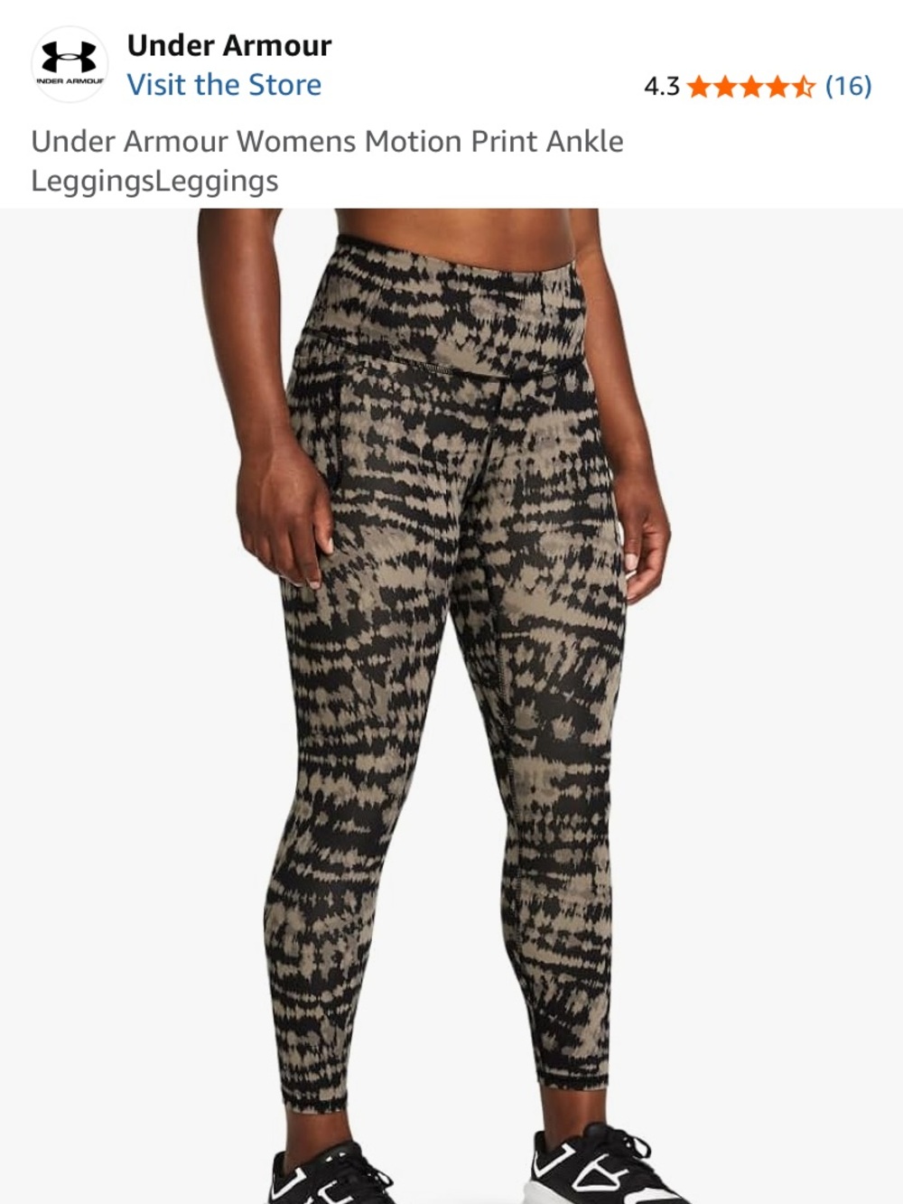 Under Armour Olive & Black Motion Print Ankle Leggings
